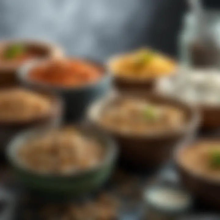 Nutritious Whole Grains Wholesome grains displayed in bowls