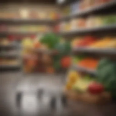 Shopping cart filled with organic vegetarian products