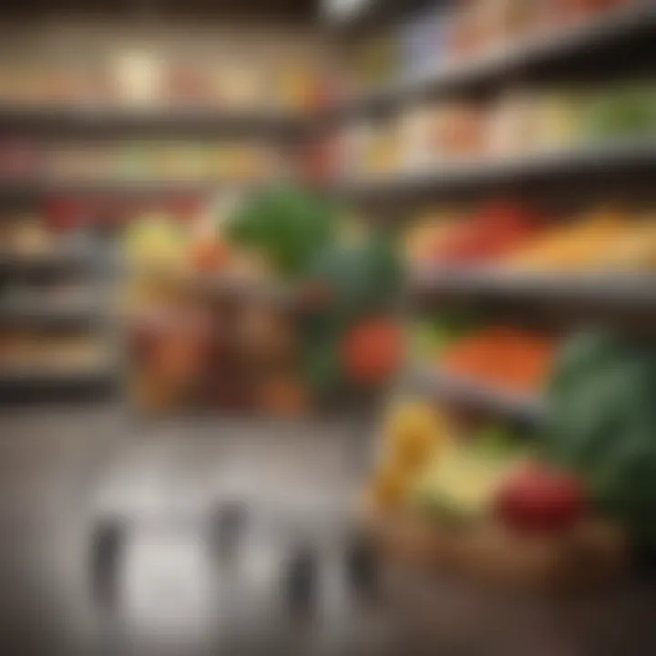 Shopping cart filled with organic vegetarian products