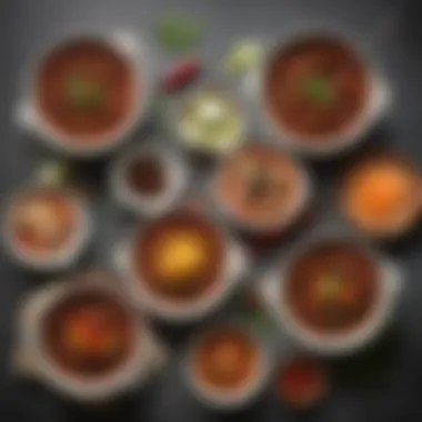 Cultural Chili Variations Different bowls showcasing cultural variations of chili