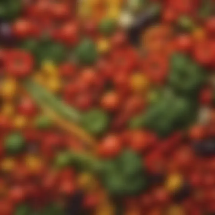 Colorful assortment of fresh vegetables used in chili