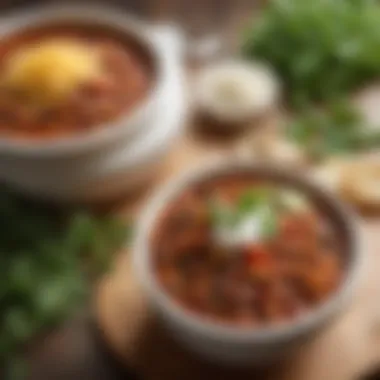 Delicious Vegetable Chili Bowl of hearty vegetable chili garnished with herbs