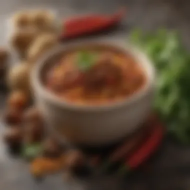 Spices and Herbs for Flavor Variety of spices and herbs for enhancing chili flavor