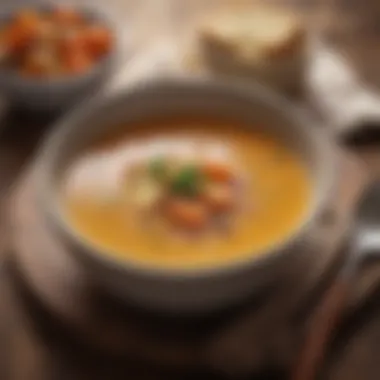 Comforting Soup Dish A warm and inviting soup in a rustic bowl