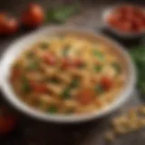 A vibrant bowl of pasta with fresh vegetables