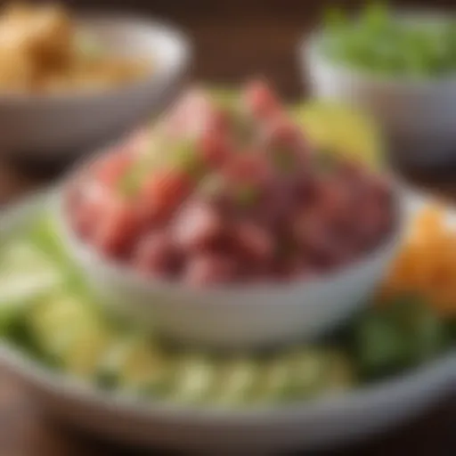 A vibrant bowl of Ahi Poke showcasing fresh ingredients and artistic presentation