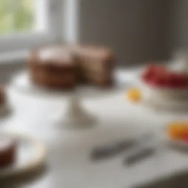 An Elegant Presentation of the All-in-One Cake Cutter and Server Elegant all-in-one cake cutter and server set on a decorative table