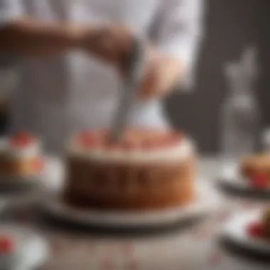 Versatile Use of the All-in-One Cake Cutter and Server at Celebrations The all-in-one cake cutter and server in action at a festive occasion
