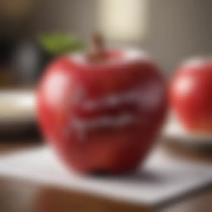 A heartfelt handwritten note on an apple-themed card
