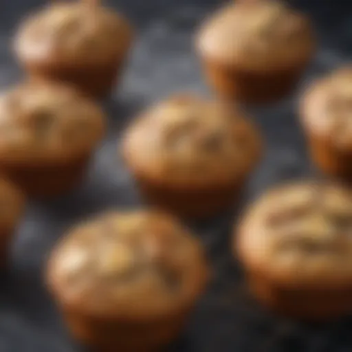 Freshly baked banana nut muffins cooling on a wire rack