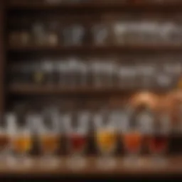 Elegant display of assorted bar glasses on a wooden shelf
