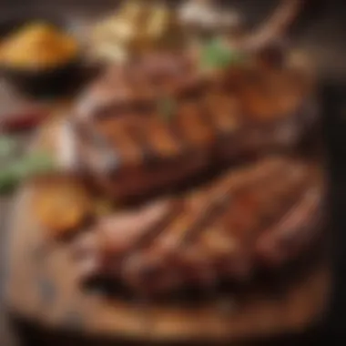 Savory Grilled Meats Grilled meats featuring an array of vibrant spices and marinades