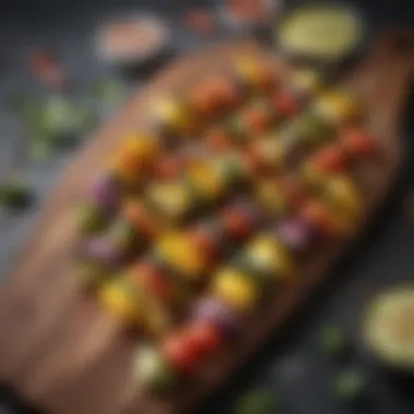 Delicious Vegetable Skewers Colorful vegetable skewers prepared for grilling
