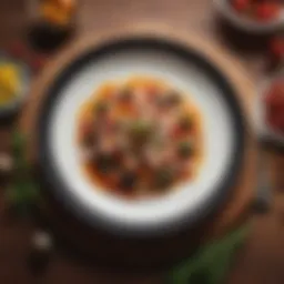 A beautifully plated Benedictine dish showcasing vibrant colors and textures