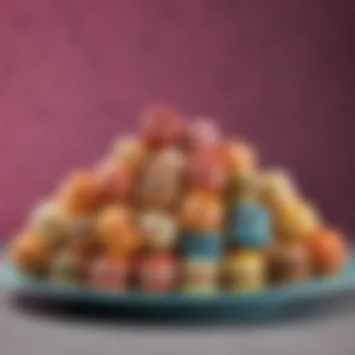 Assortment of colorful macarons on a decorative plate