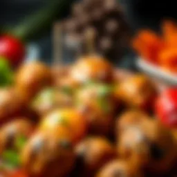 A vibrant platter of assorted vegan meatballs showcasing diverse flavors and textures