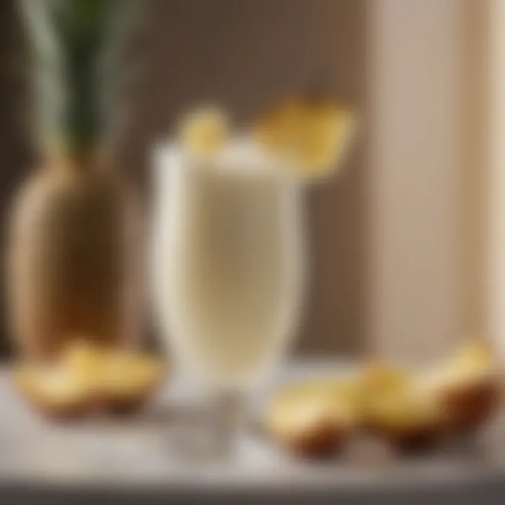 Elegant cocktail glass showcasing a Pina Colada