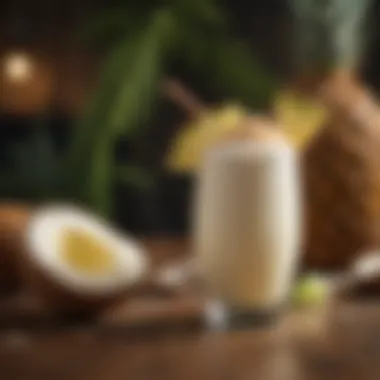 Refreshing Coconut Cup Pina Colada A refreshing Pina Colada in a coconut cup