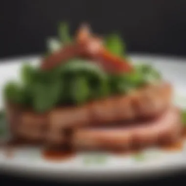 Delectable Beyond Meat bacon dish plated elegantly with fresh greens