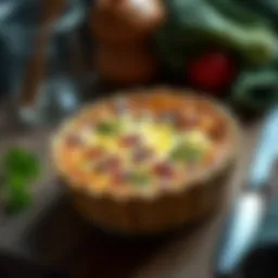 A beautifully baked broccoli bacon quiche with a golden crust