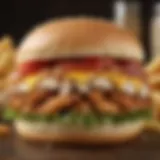 A close-up of the BWW Chicken Sandwich showcasing its vibrant ingredients