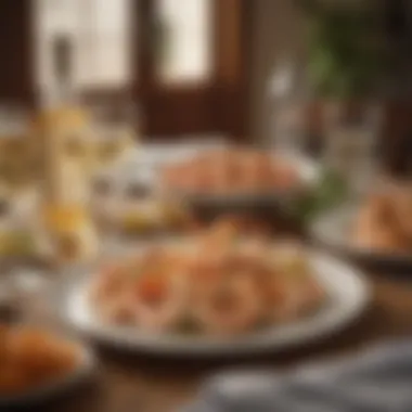 A beautifully arranged table set for a shrimp feast