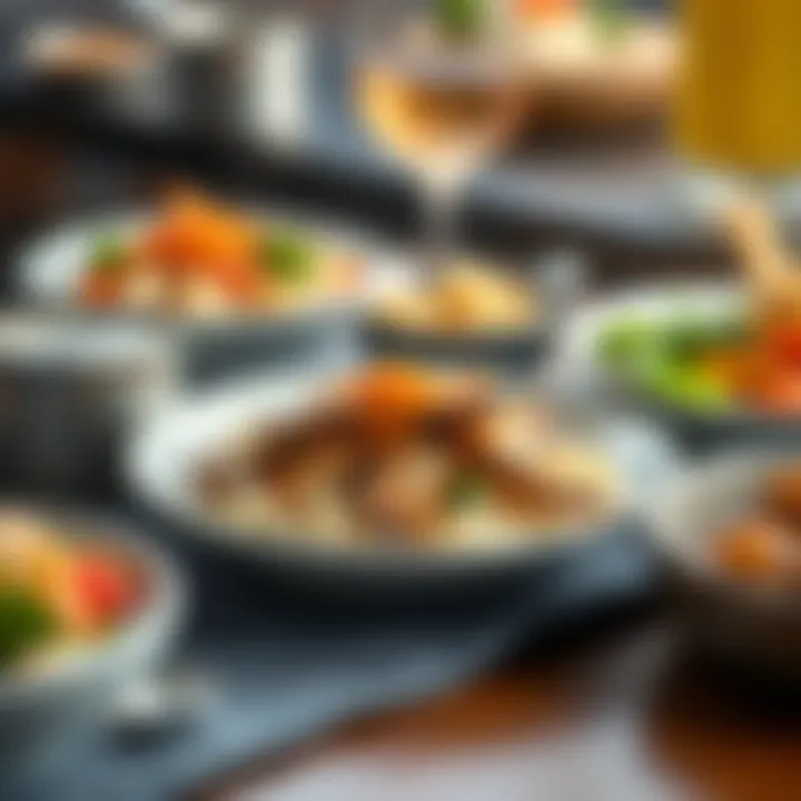 A vibrant depiction of canned fish dishes plated elegantly.