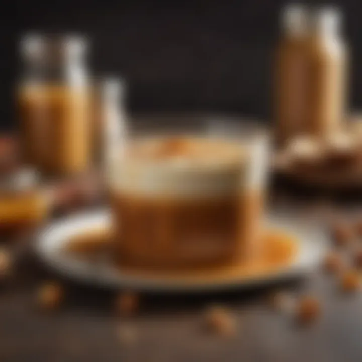 Ingredients for caramel pudding arranged artistically