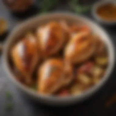 Marinating Chicken to Enhance Flavor A tantalizing bowl of marinade with chicken pieces