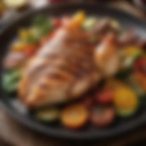 Grilled chicken breast with fresh vegetables