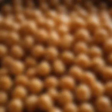 A close-up of cooked chickpeas showcasing their texture and color