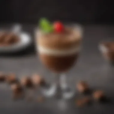 A close-up of chocolate mousse made with low-calorie ingredients