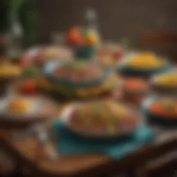 A colorful table set for a festive Cinco de Mayo celebration with traditional decorations.