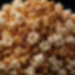 A close-up of cinnamon popcorn garnished with spices