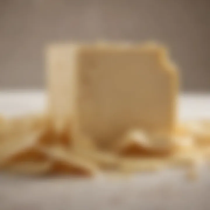 A luxurious block of cocoa butter showcasing its creamy texture and rich color.