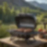 Coleman Portable Tabletop Grill in a scenic outdoor setting