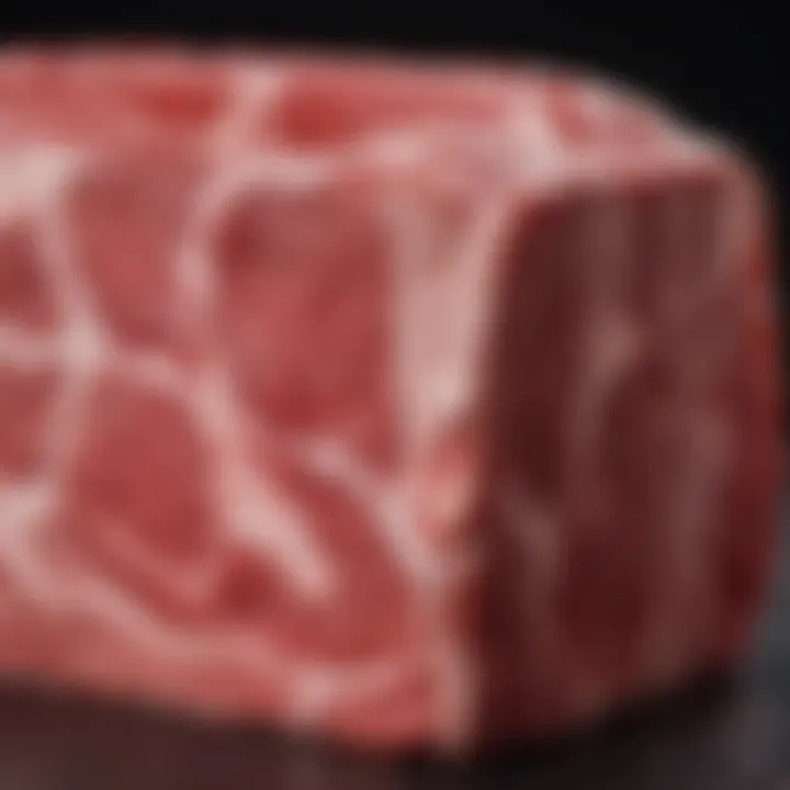 Close-up of marbled beef showcasing quality