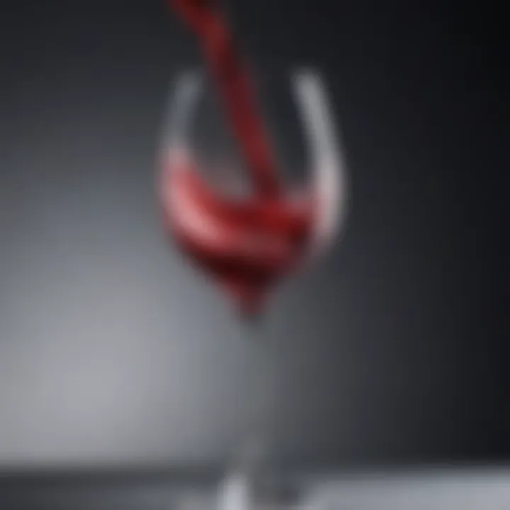 Close-up view of a wine glass with swirling liquid