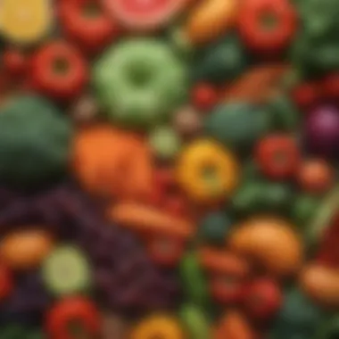 Nutrient-Rich Fresh Produce for a Balanced Diet A vibrant assortment of fresh vegetables and fruits