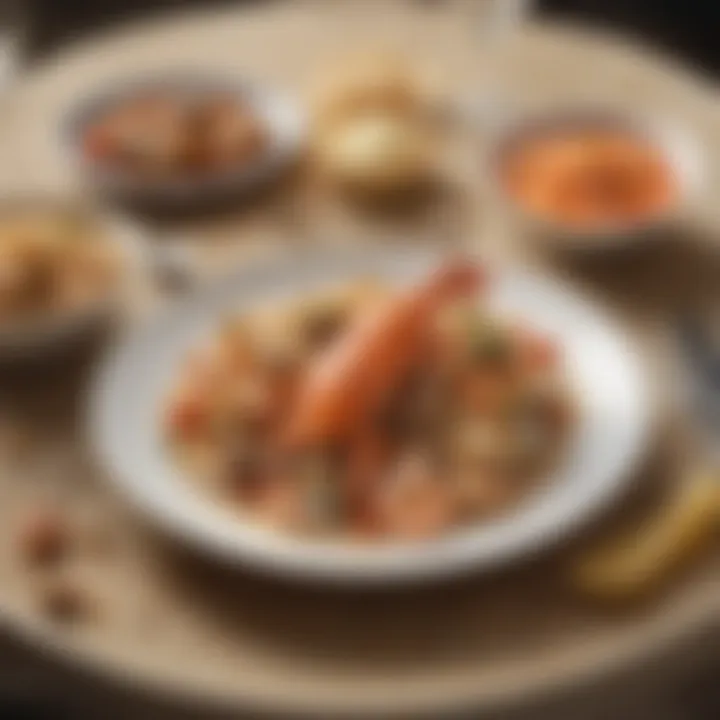 A table set for a seafood dinner featuring sand dab as the centerpiece