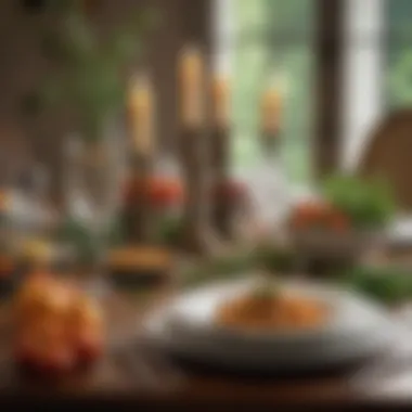 Elegant Table Setting for a Vegetarian Dinner An elegant table setting for a vegetarian dinner