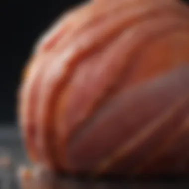 The Art of Glazing A close-up of the glaze coating on the ham