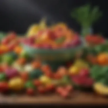 Vibrant Produce for Healthy Meals Colorful assortment of fresh vegetables and fruits arranged on a table