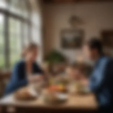 Shared Dining Experience for Wellness A couple enjoying a meal together at a beautifully set dining table