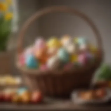 A beautifully arranged Easter basket filled with vibrant, hand-picked items.