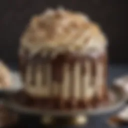 A close-up of silky buttercream frosting swirled artistically on a chocolate cake