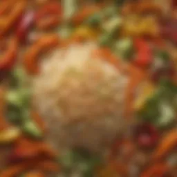 A vibrant assortment of colorful vegetables used in Chinese chicken fried rice.