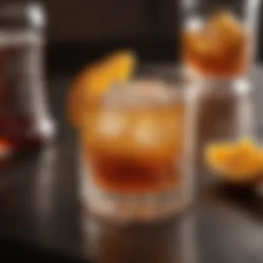 A classic bourbon cocktail garnished with an orange twist