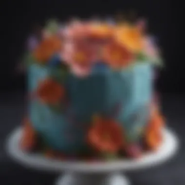 Artistic Fondant Floral Decorations Artistic fondant floral decorations enhancing the elegance of a cake