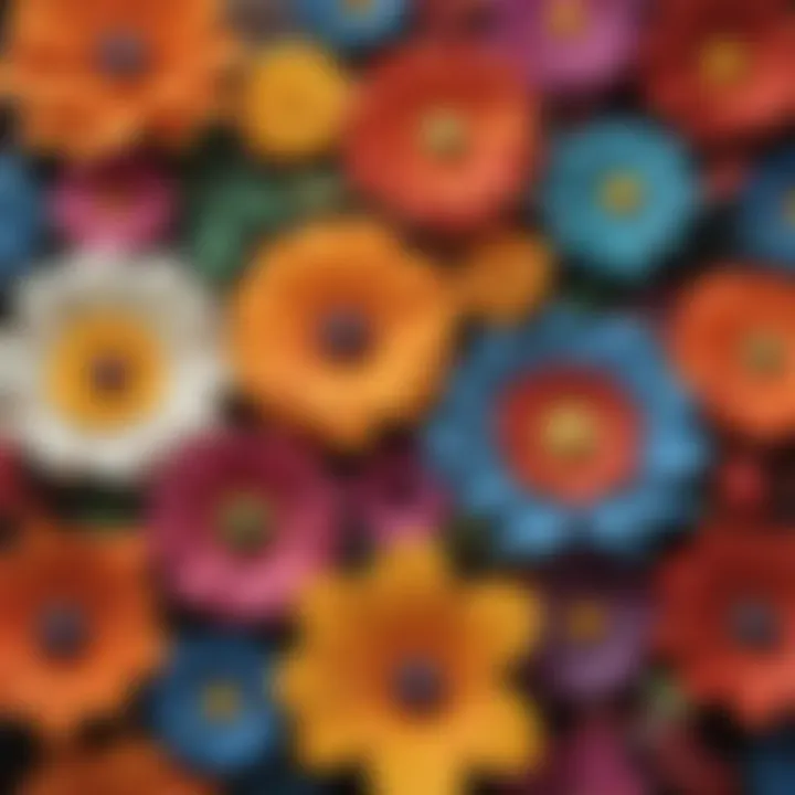A vibrant display of various fondant flowers in different stages of creation